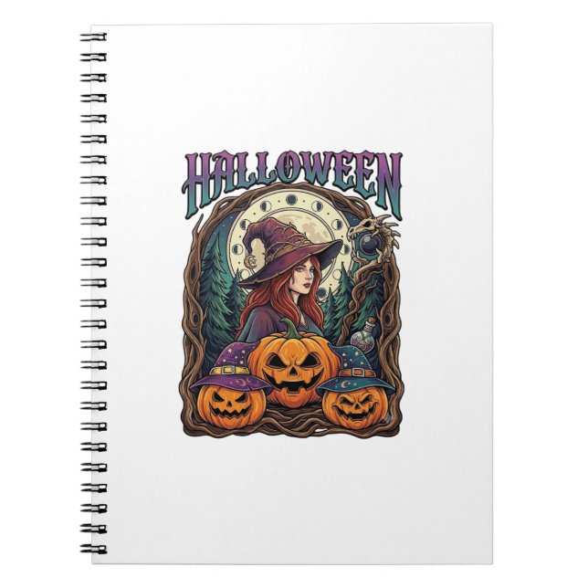 Halloween Häxa Pumpa Månfaser_1 Anteckningsbok (Framsidan)