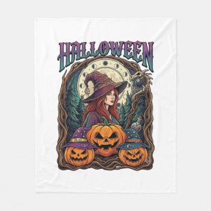 Halloween Häxa Pumpa Månfaser_1 Fleecefilt