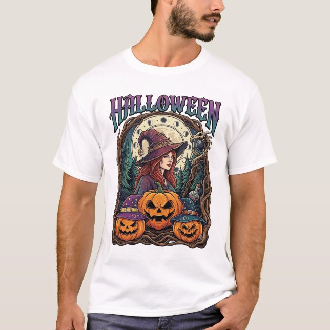 Halloween Häxa Pumpa Månfaser_1 T Shirt (Framsida)