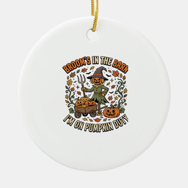 Halloween Häxa Pumpa Patch Humor Julgransprydnad Keramik (Framsidan)