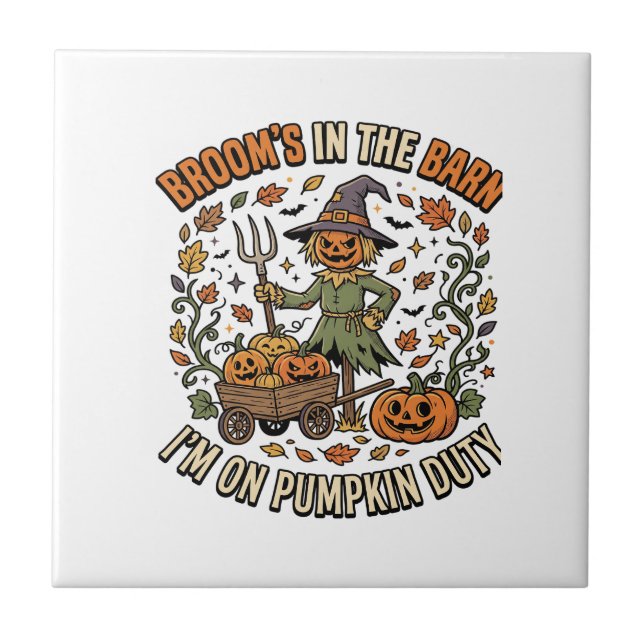 Halloween Häxa Pumpa Patch Humor Kakelplatta (Framsidan)
