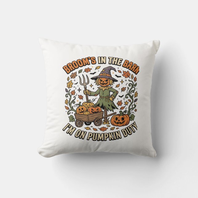 Halloween Häxa Pumpa Patch Humor Kudde (Framsida)