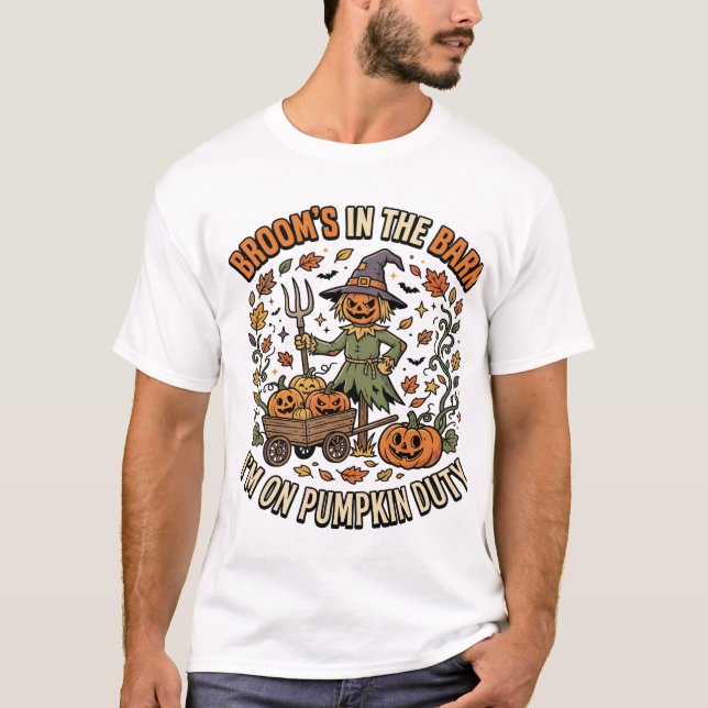Halloween-häxa Pumpa Patch Humor T Shirt (Framsida)