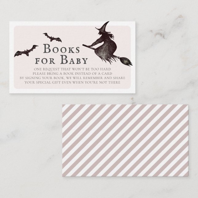 Halloween-häxa Rosa Baby Shower-böcker för bebis Tilläggskort (Fram/baksida)