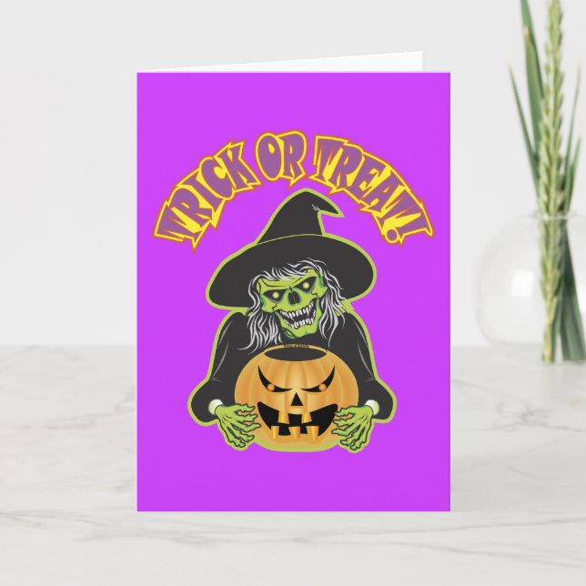 Halloween Häxa Skalle Kort (Framsida)