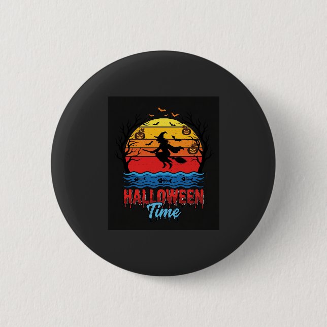 Halloween Häxa Solnedgång Vektor Knapp (Framsida)