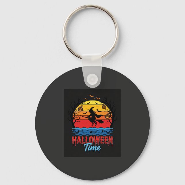 Halloween-häxa solnedgång Vektor Nyckelring (Framsida)