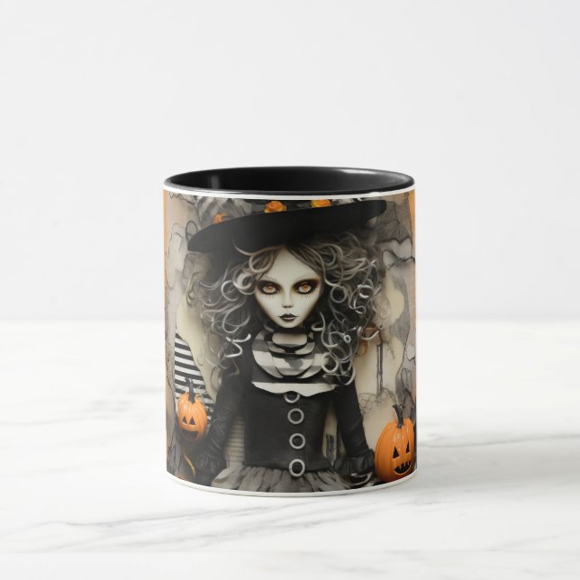 Halloween-häxa söt och kuslig mugg (Center)