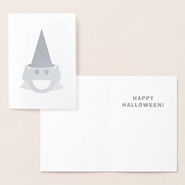 Halloween-häxa Söt Rolig Leende Glad Silverfolie Folierat Kort (Display)