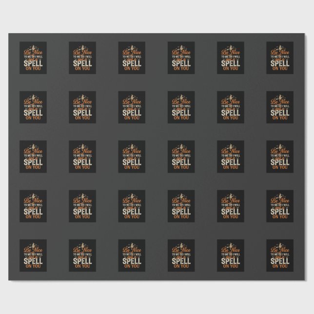 Halloween Häxa Spel Grafik_1 Presentpapper (Platt)