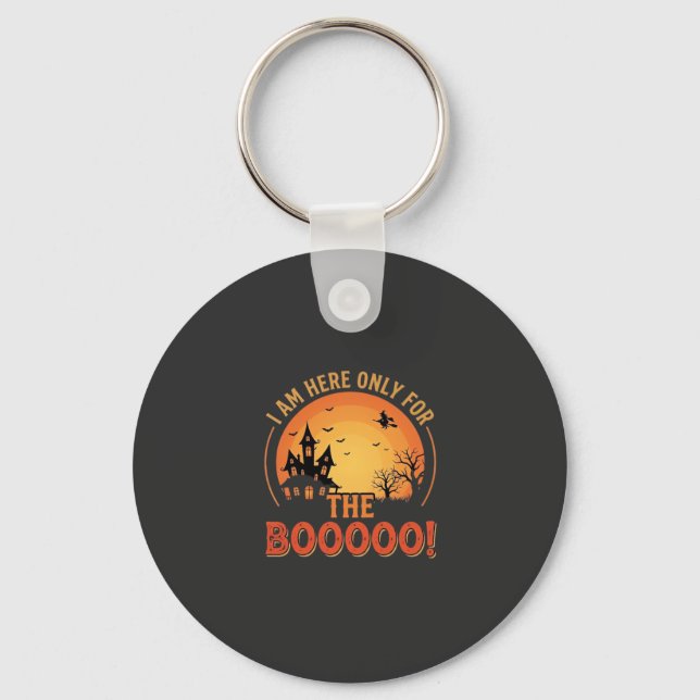 Halloween-häxa Spökhus Boo-design_1 Nyckelring (Framsida)