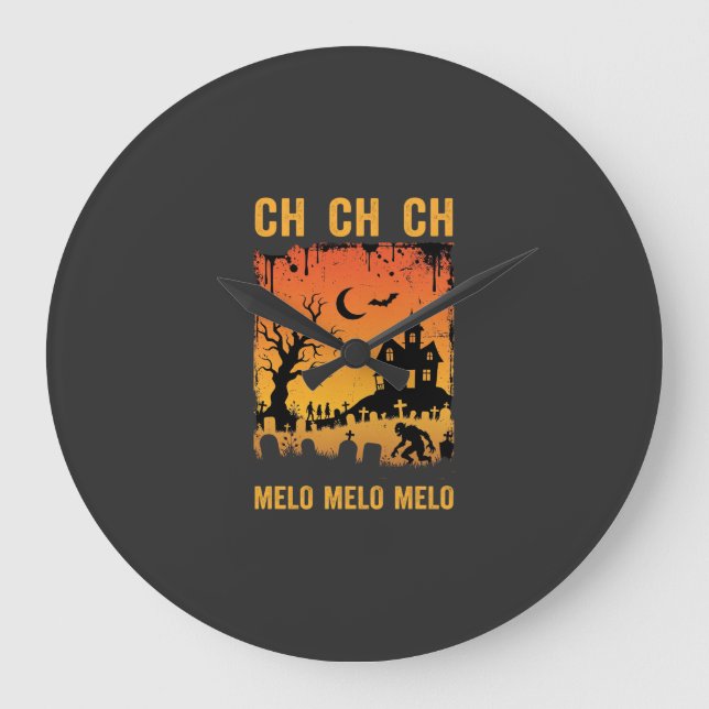 Halloween-häxa spökhus siluett konst_1 stor klocka (Framsida)