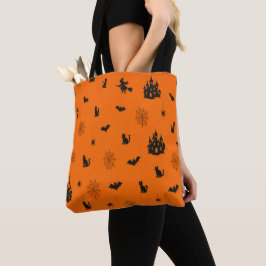Halloween-häxa spökhus tygkasse