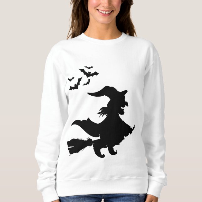 Halloween-häxa sweatshirt t shirt (Framsida)