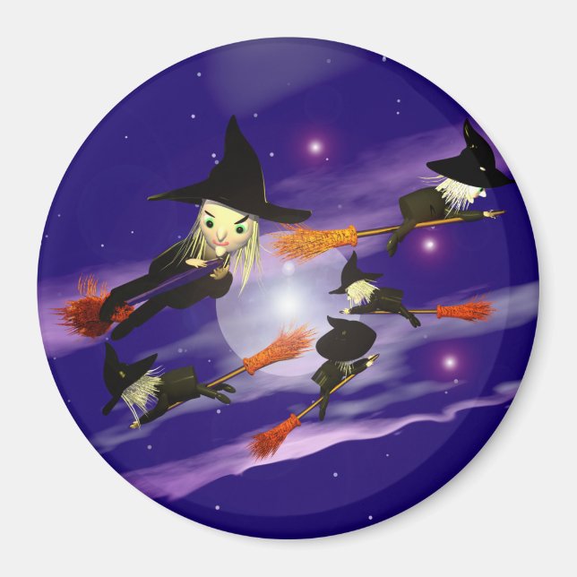Halloween Häxa Trafik Magnet (Framsidan)