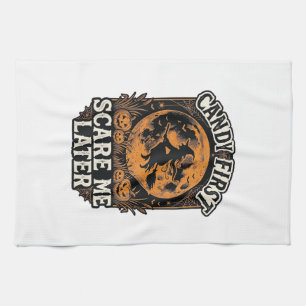 Halloween Häxa Tröja Godis Skräckig Vintage Gravyr Kökshandduk