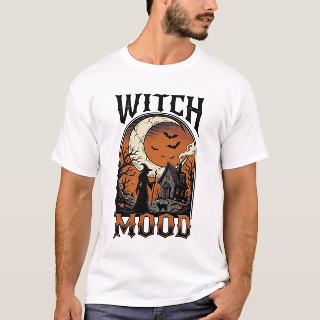 Halloween Häxa Tröja Vintage Haunted Moon Design_ (Framsida)