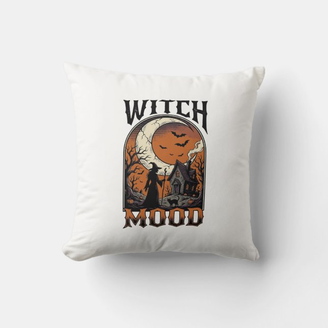 Halloween Häxa Tröja Vintage Haunted Moon Design_ Kudde (Framsida)