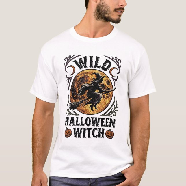 Halloween Häxa Tröja Vintage Kvast Måne Grafisk_1 (Framsida)