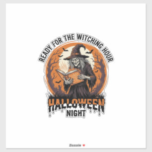 Halloween Häxa Tröja Vintage Spellbok Läsning De Klistermärken