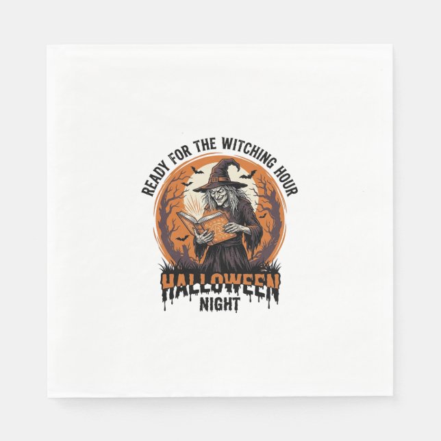 Halloween Häxa Tröja Vintage Spellbok Läsning De Pappersservett (Framsidan)