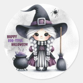 Halloween Häxa Trolldom Trollkarlar Slott Runt Klistermärke