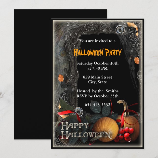 Halloween Häxa Trollformelbok Partyinbjudan Inbjudningar (Fram/baksida)