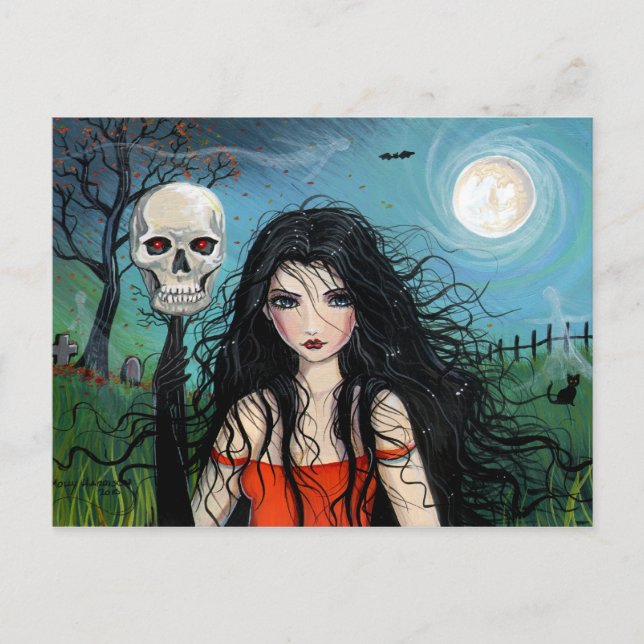 Halloween Häxa Vampyr Postkort Vykort (Framsida)