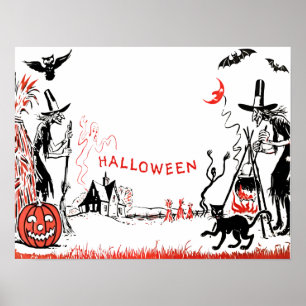 Halloween häxaaffisch poster