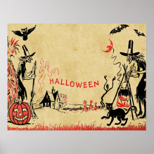 Halloween häxaaffisch poster