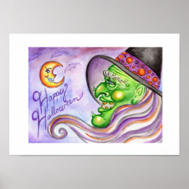 Halloween-häxaaffisch Poster