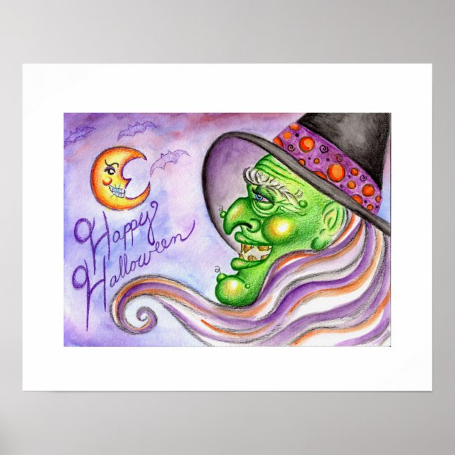 Halloween-häxaaffisch Poster (Framsidan)
