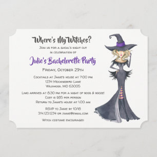 Halloween häxaBachelorette party Inbjudningar
