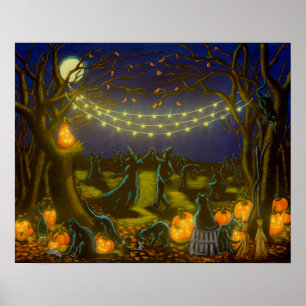 Halloween häxadancin i månsken poster