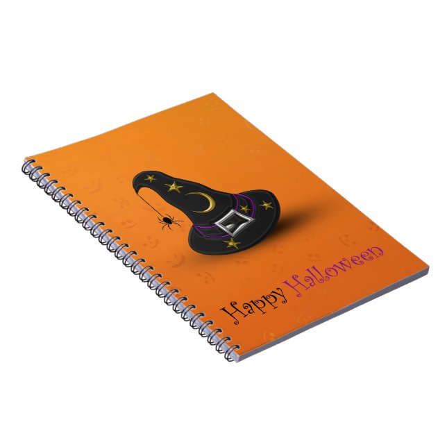Halloween häxahatt med spindeln anteckningsbok med spiral (Högra Sidan)