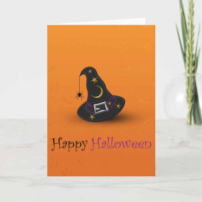 Halloween häxahatt med spindeln kort (Framsida)