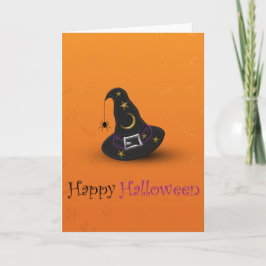 Halloween häxahatt med spindeln kort