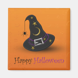Halloween häxahatt med spindeln magnet