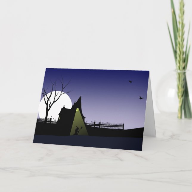 Halloween häxahus kort (Framsida)