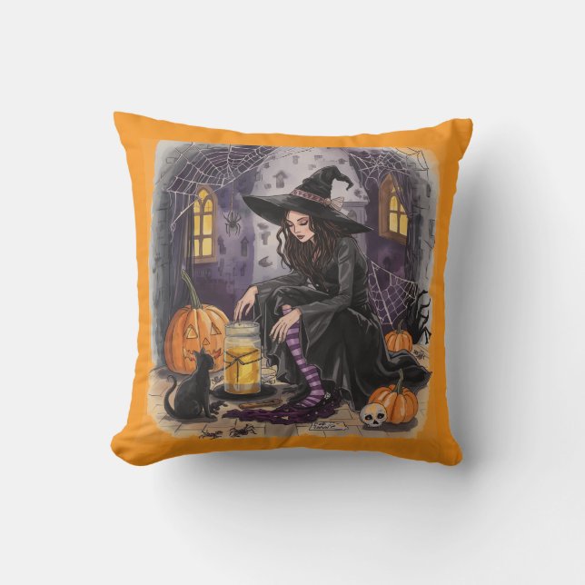 Halloween, Häxan ,Hennes Trolldryck ,och Midnatt Kudde (Framsida)