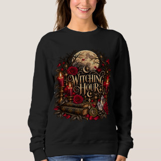 Halloween Häxande Gotisk Måne Rosor Häxig hoodie T Shirt