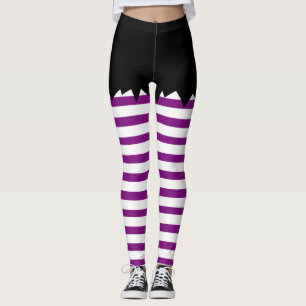 Halloween häxasvart med vitrandar leggings
