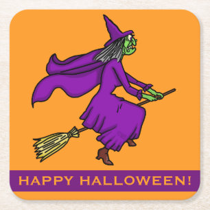 Halloween häxatecknad underlägg papper kvadrat
