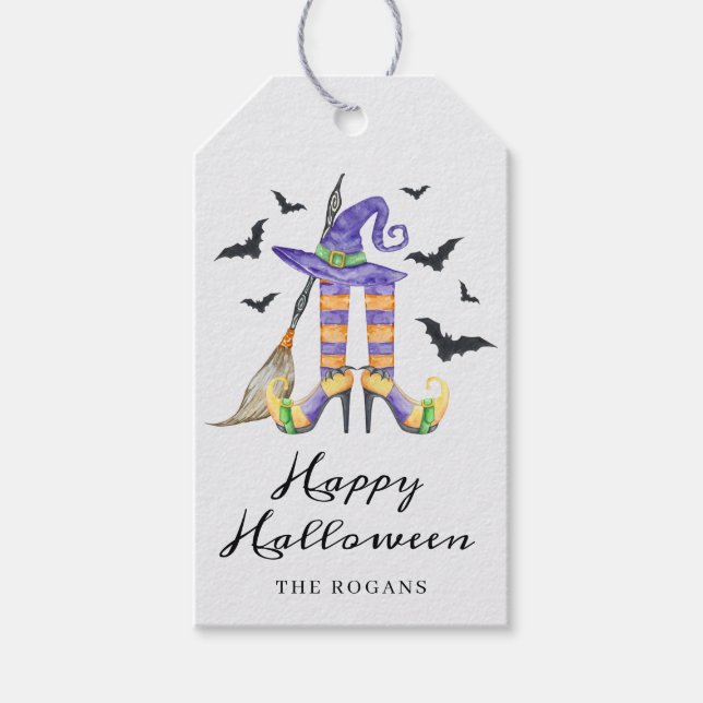 Halloween Häxben och Hatt Presentetikett (Framsidan)