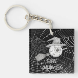 Halloween-häxbroom, läskigt ögonboll, spindelnät