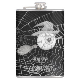 Halloween-häxbroom, läskigt ögonboll, spindelnät fickplunta