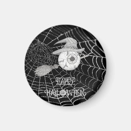 Halloween-häxbroom, läskigt ögonboll, spindelnät magnet