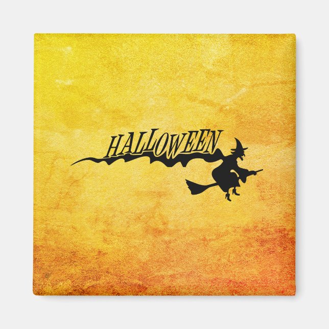 Halloween-häxflygning på en broomstick magnet (Framsidan)