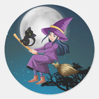 Halloween-häxklistermärken Runt Klistermärke