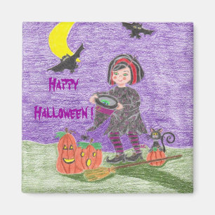 Halloween häxmagnet! lila! magnet